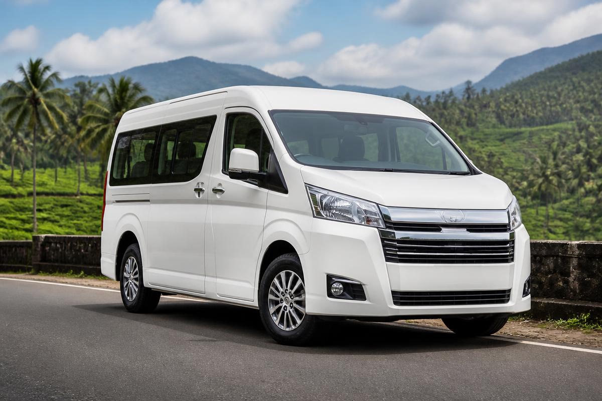White BABA passenger van